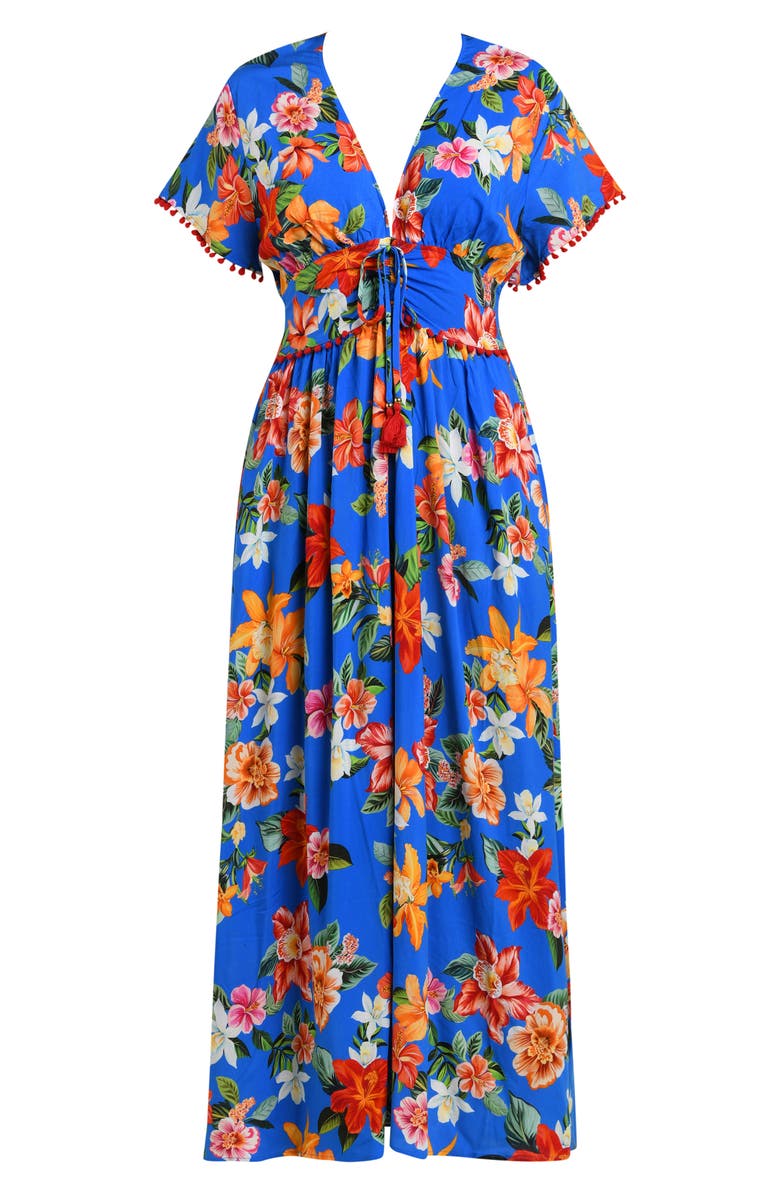 La Blanca Modern Maxi Cover-Up Dress, Alternate, color, Blue Multi