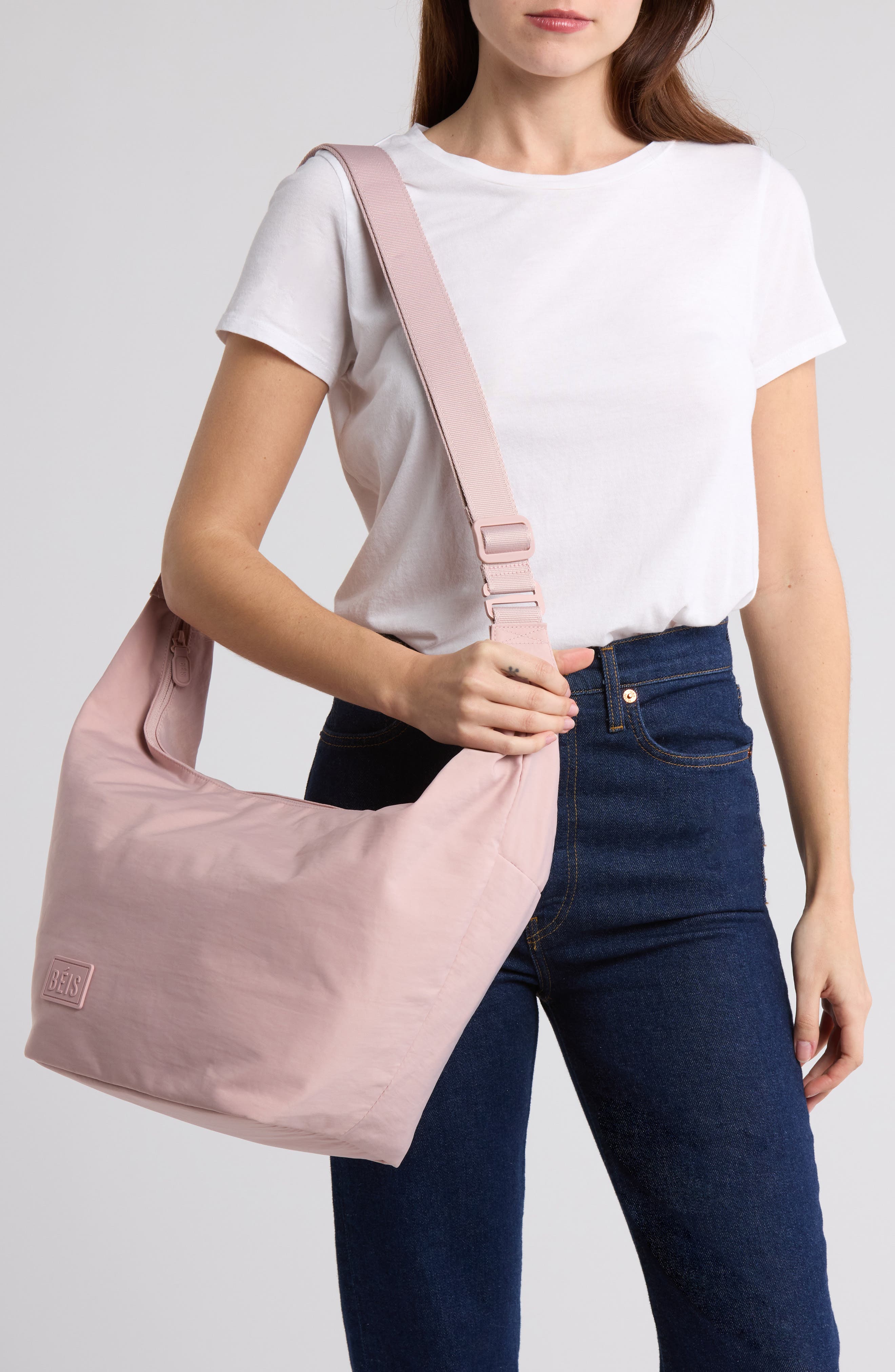 Béis The Crescent Catchall Crossbody Bag, Alternate, color, Atlas Pink