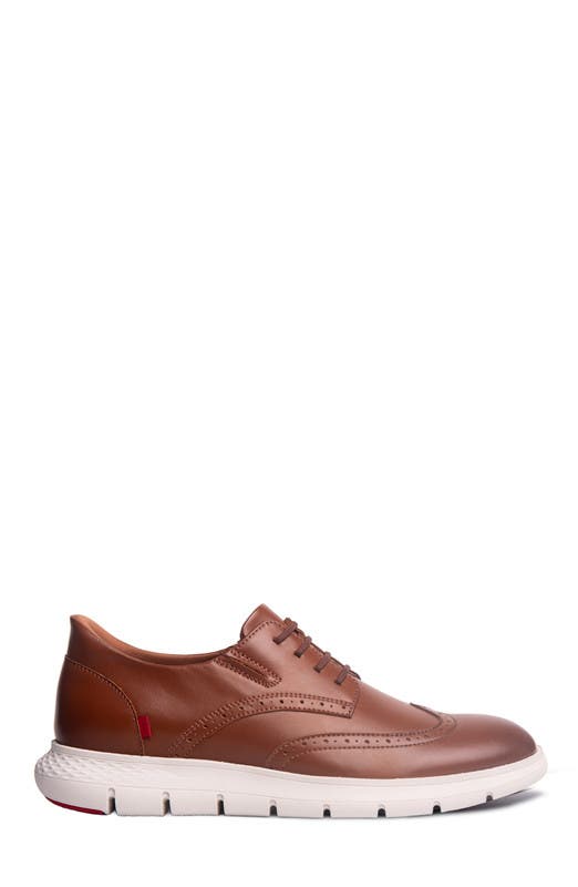 Barnes Ave Hands Free Technology Lightweight Leather Wingtip Oxford, Alternate, color, Cognac Napa Leather