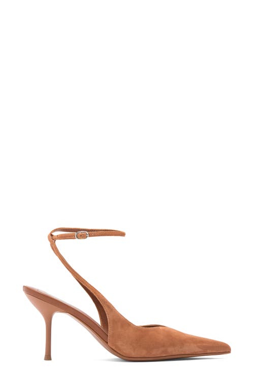 Jeffrey Campbell Executive Ankle Strap Pointed Toe Slingback Pump In Tan Suede