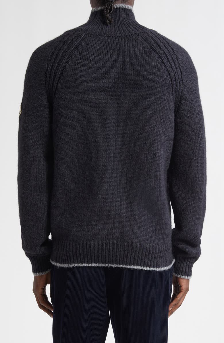 Moncler Tipped Alpaca & Wool Blend Mock Neck Sweater, Alternate, color, Black