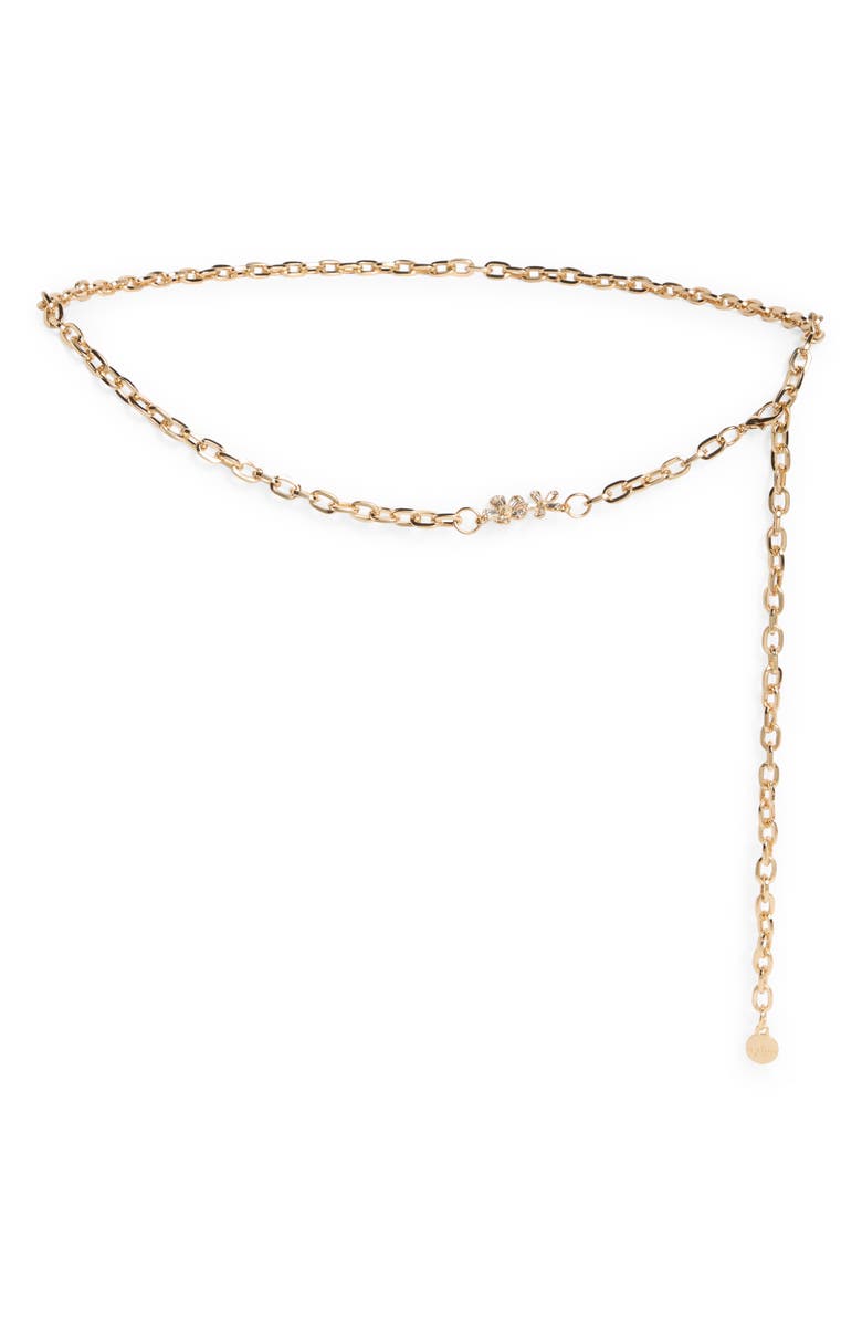 Kate Spade New York Rhinestone Flower Chain Belt, Main, color, Polished Gold