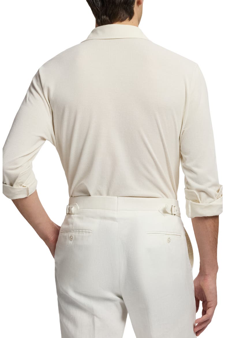 Garment Wash Long Sleeve Cotton Polo, Alternate, color, CREAM