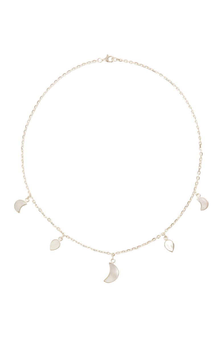 Freya Rose Petite Moon Necklace, Silver, Main, color, Silver