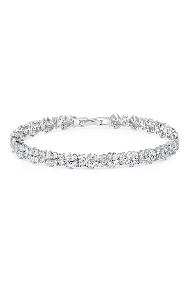 Multi Cluster Cubic Zirconia Bracelet, Main, color, PURE PLATINUM/ CLEAR STONE