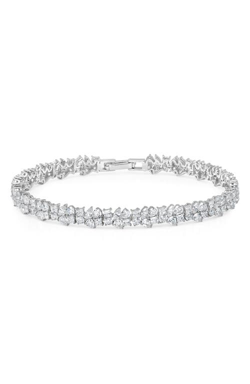 Crislu Multi Cluster Cubic Zirconia Bracelet In Silver