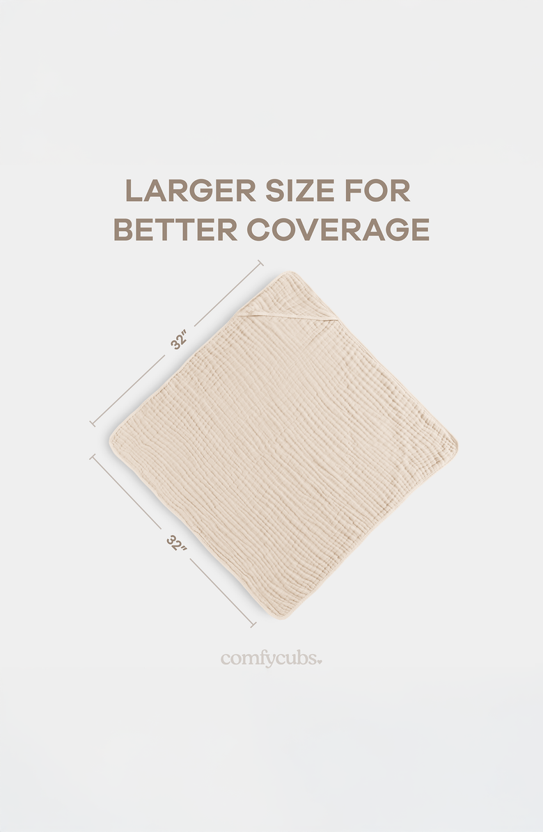 Comfy Cubs Hooded Baby Towels - 6 Layers, Pack of 1, Alternate, color, Sand