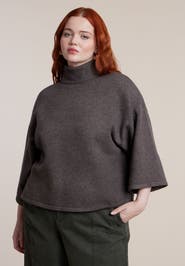 ELOQUII Boxy Three Quarter Sleeve Turtleneck