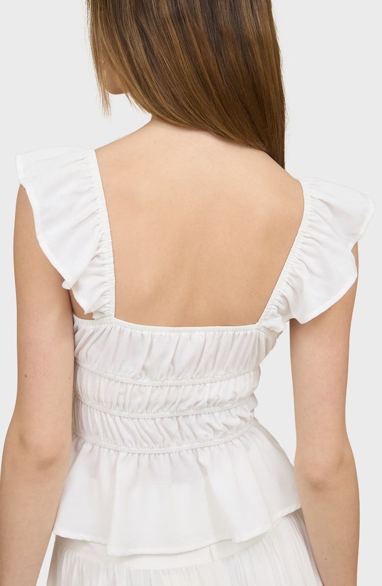 Blu Pepper Ruffle Shirred Peplum Tank, Alternate, color, White