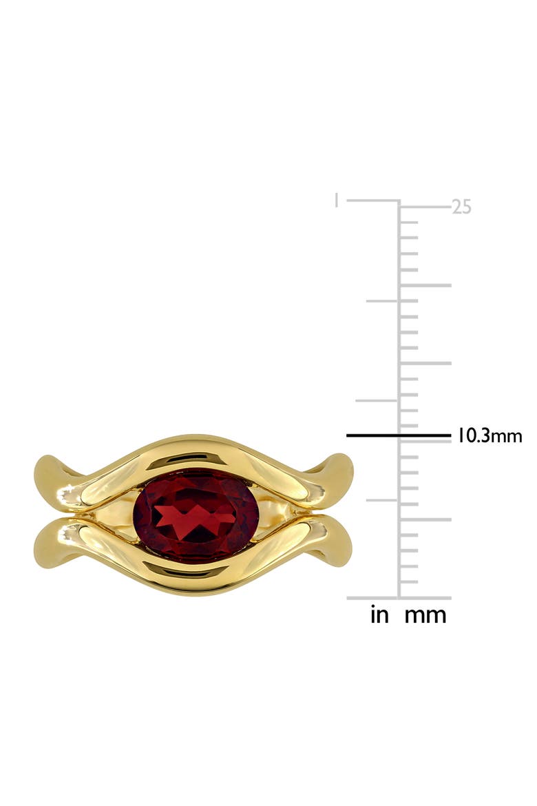 Garnet Solitaire Wavy Band Ring, Alternate, color, RED
