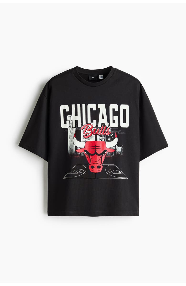 H&M Oversized Fit Printed T-shirt, Alternate, color, Black/Nba