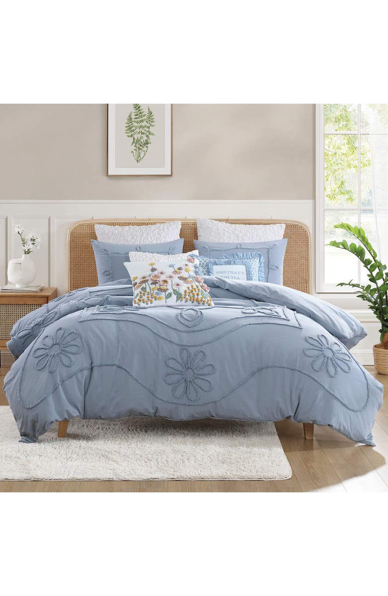 Peri Home Retro Scroll Duvet Cover & Shams Set, Alternate, color, Blue