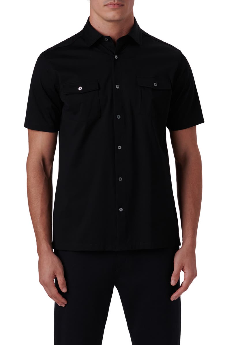Bugatchi OoohCotton<sup>®</sup> Short Sleeve Button-Up Shirt, Main, color,