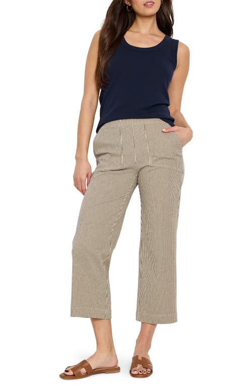 Nic + Zoe Nic+zoe All Day Stripe Crop Wide Leg Pull-on Jeans In Neutral Multi
