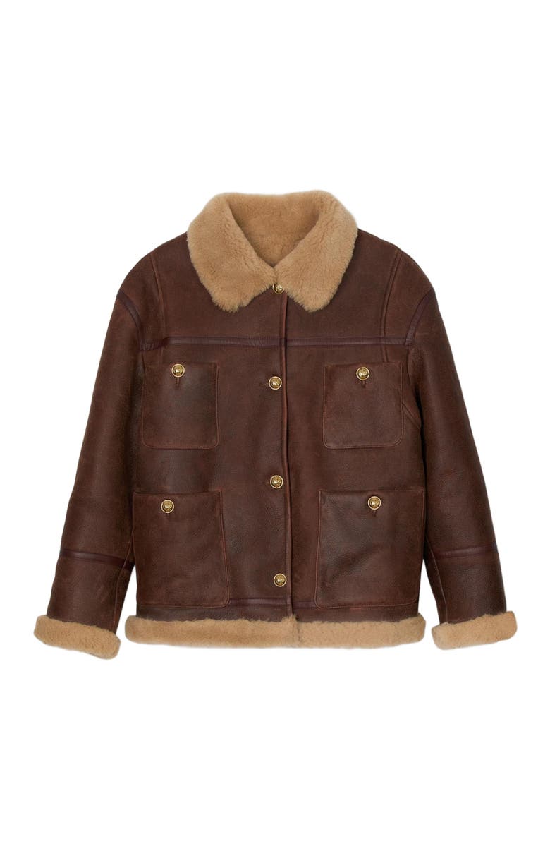 SANDRO Shearling jacket, Alternate, color, 