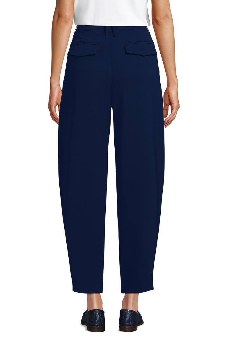 Crepe High Rise Pleated Barrel Leg Ankle Pants, Alternate, color, Deep Sea Navy