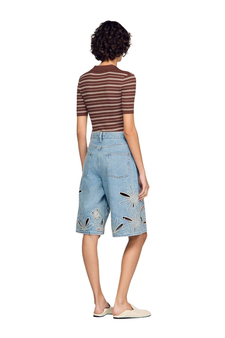 Embroidered Bermuda shorts, Alternate, color, Blue jean