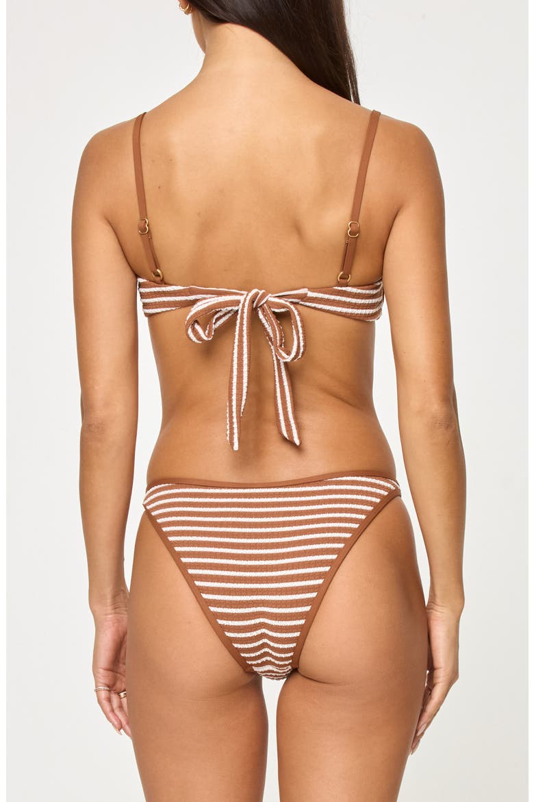 Hazel Stripe Bikini Top, Alternate, color, BROWN SUGAR