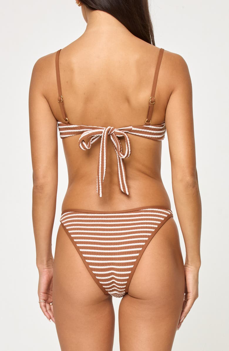 LSPACE Suzi Textured Stripe Bikini Bottoms, Alternate, color, Brown Sugar