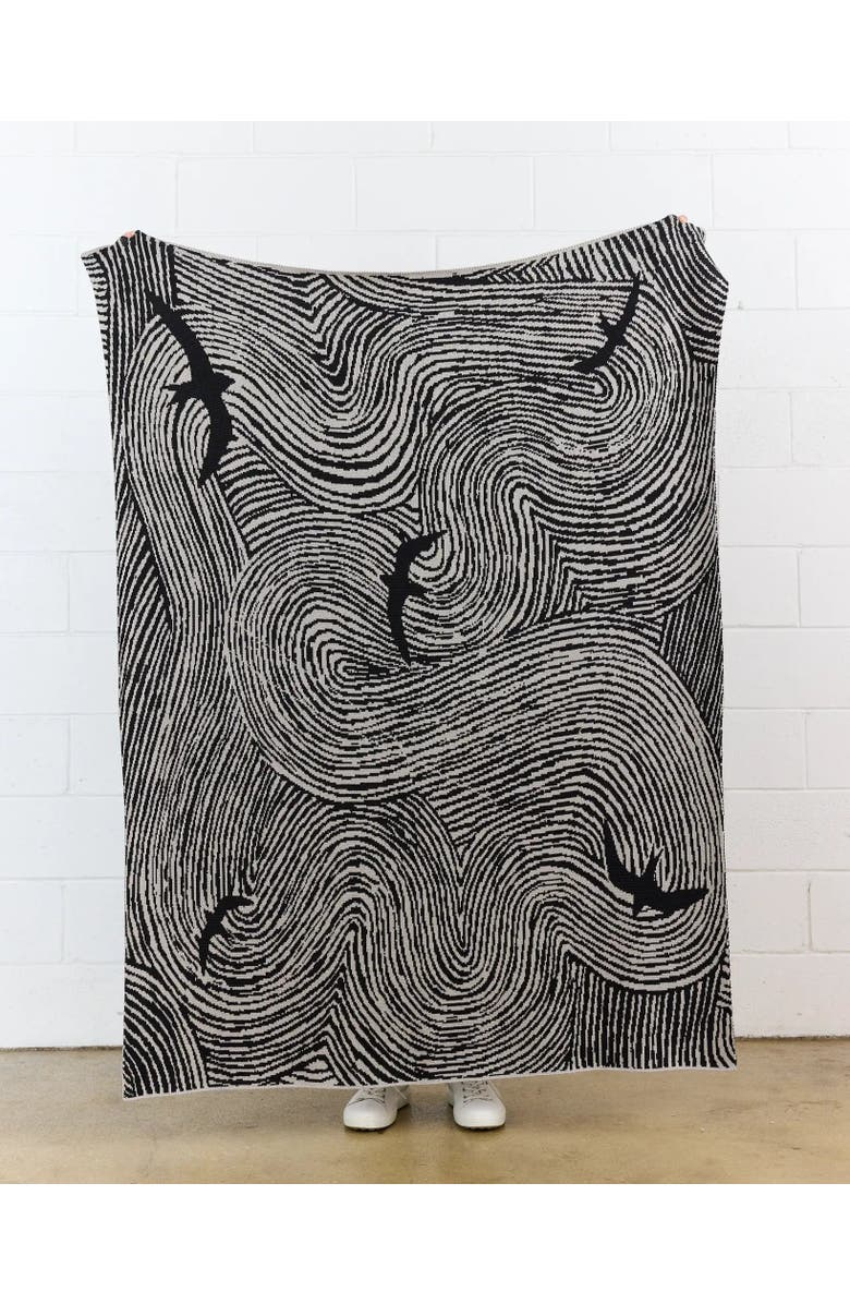 Biquette Swifts Knit Throw Blanket, Alternate, color, Skyline