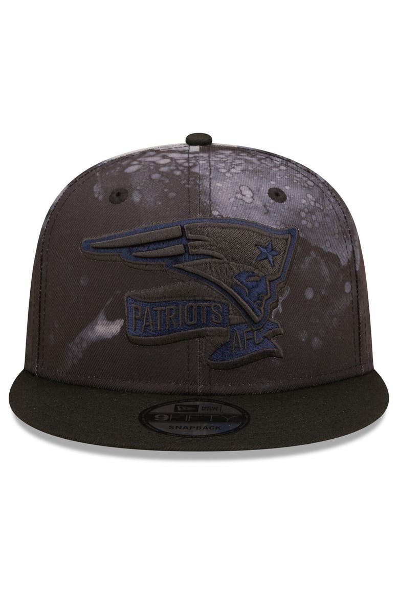Men's New Era Black New England Patriots Ink Dye 2022 Sideline 9FIFTY Snapback Hat, Alternate, color, Black