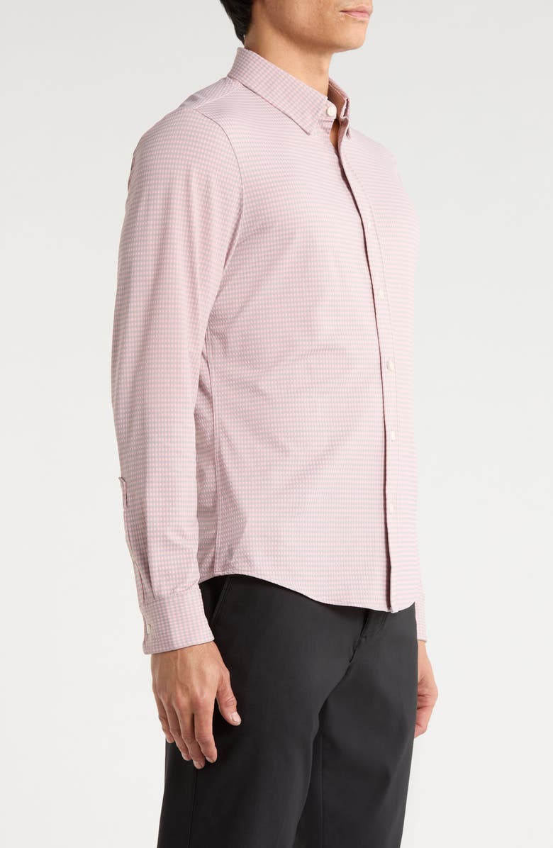 Rhone Commuter Slim Fit Gingham Check Performance Button-Up Shirt, Alternate, color, Pink/ Sleet Gray Gingham