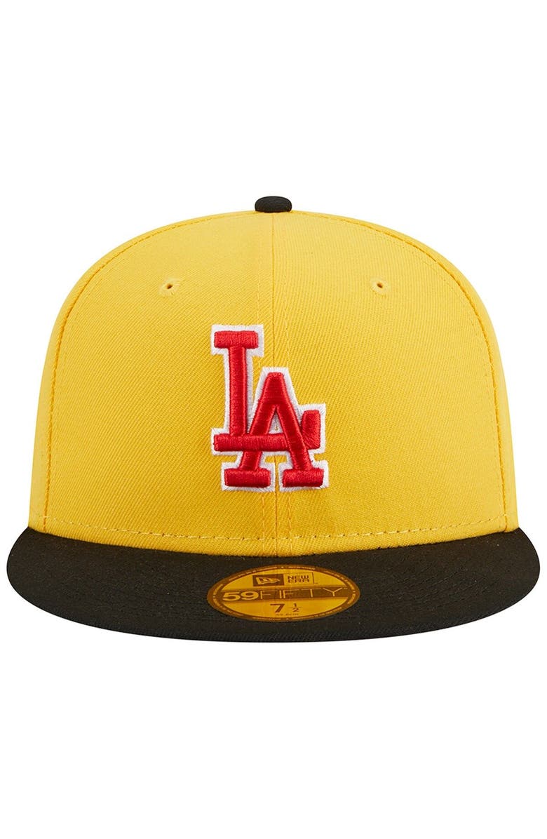 New Era Men's New Era Yellow/Black Los Angeles Dodgers Grilled 59FIFTY Fitted Hat, Alternate, color, Yellow