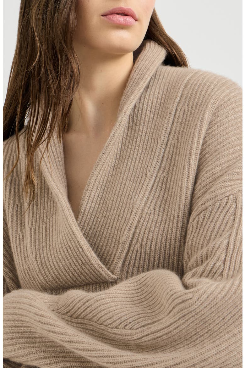 Cashmere English rib sweater with monili, Alternate, color, Cashmere Beige