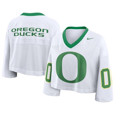 Women's Nike White Oregon Ducks Oversized Logo Cropped Fashion Jersey