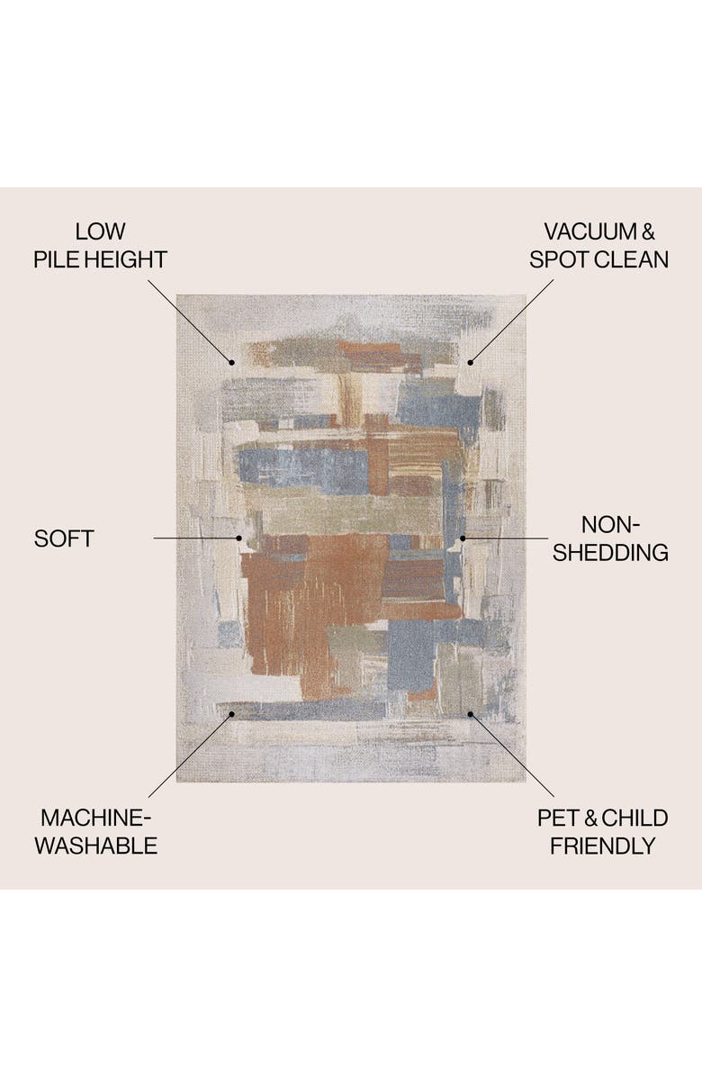 JONATHAN Y Weaver Abstract Coastal Watercolor Machine-Washable Area Rug, Alternate, color, Cream/Multi