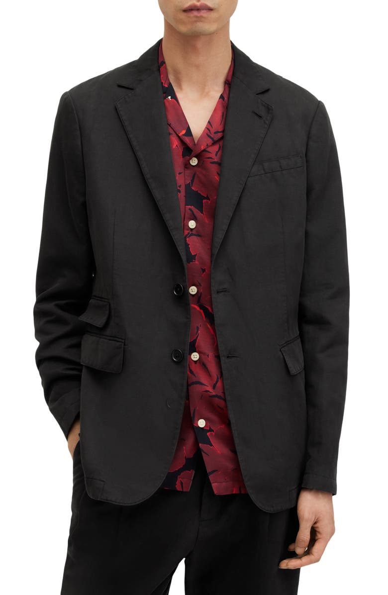 AllSaints Sainte Cotton & Linen Blazer, Main, color, 