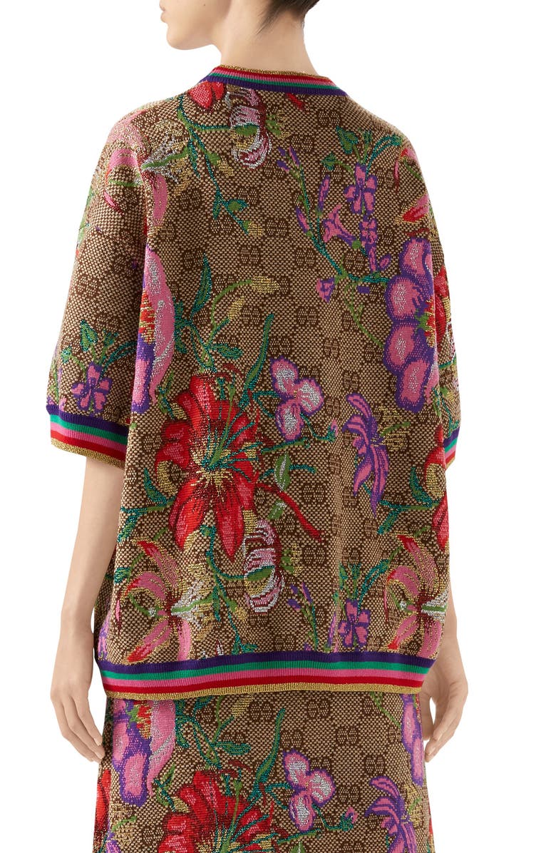 Gucci Floral GG Jacquard Wool Blend Sweater, Alternate, color,