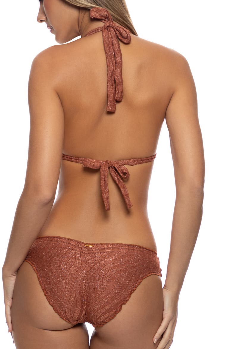 Muse Glow Ring Triangle Halter Top, Alternate, color, Brown