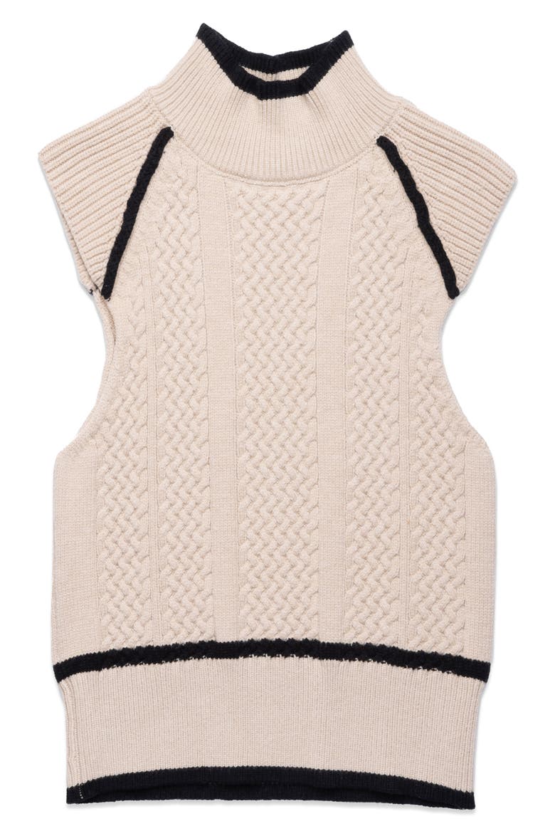 Joe Mock Neck Knit Vest, Alternate, color, ECRU MELANGE WITH BLACK