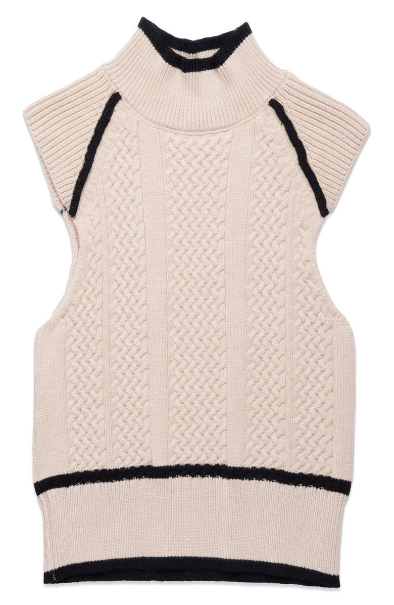 DELUC Joe Mock Neck Knit Vest, Alternate, color, Ecru Melange With Black