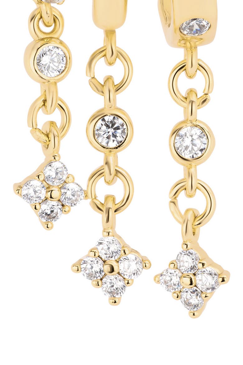 Modern Muse CZ Clover Charm Hoop Earrings, Alternate, color, GOLD