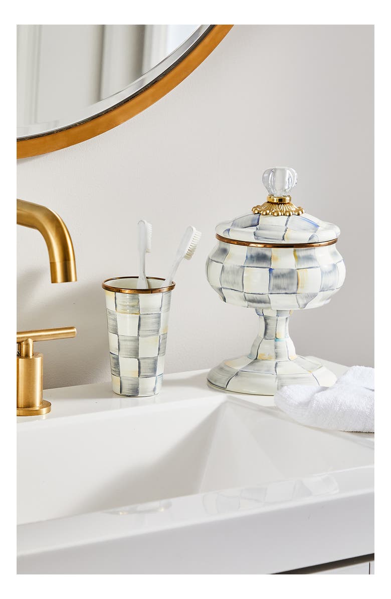 MACKENZIE CHILDS Sterling Check Enameled Steel Curiosity Pot, Alternate, color, 