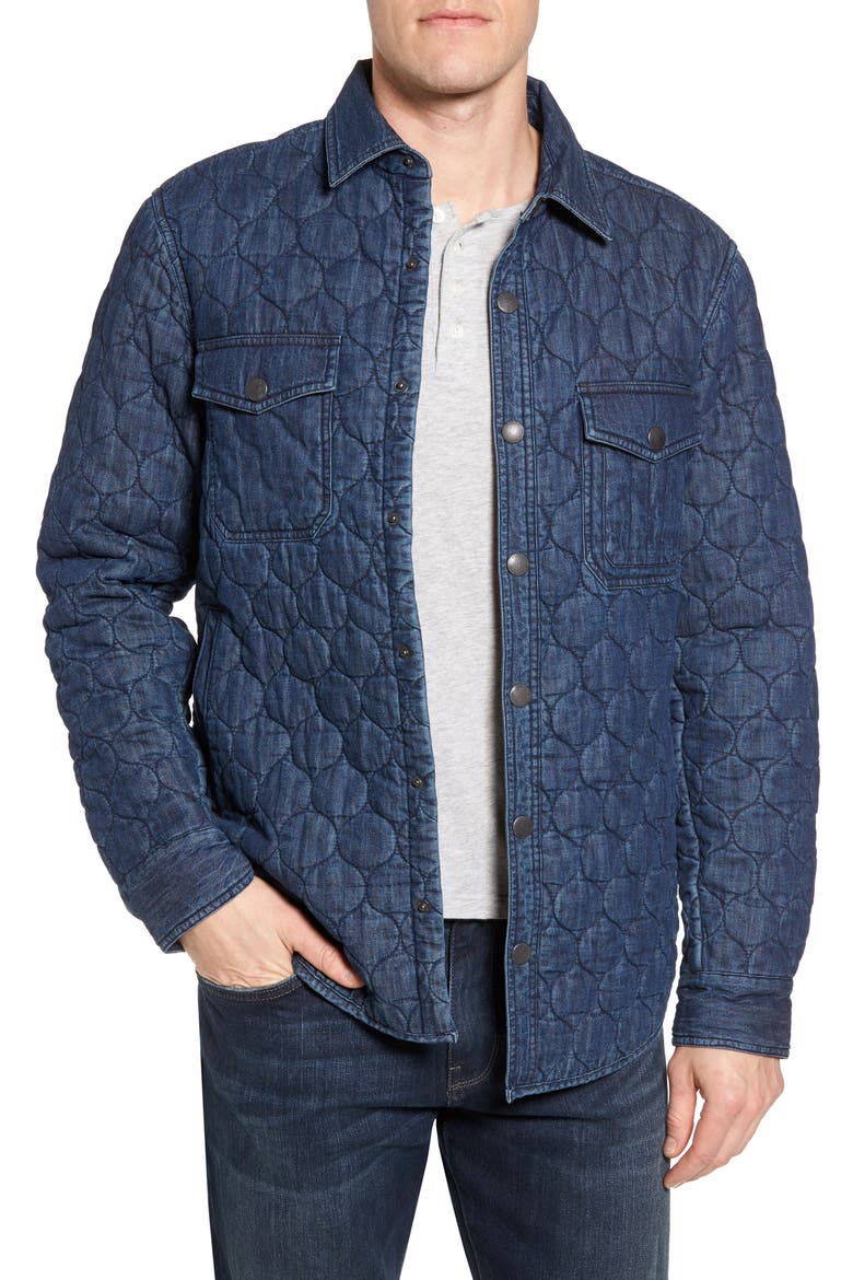 Quilted Denim Shirt Jacket, Main, color, NAVY IRIS INDIGO