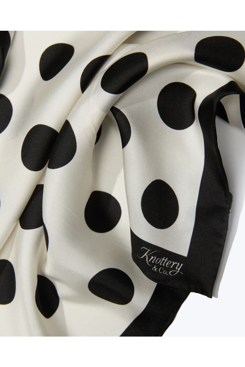 Dandy Dots Silk Bandana, Alternate, color, Black & White