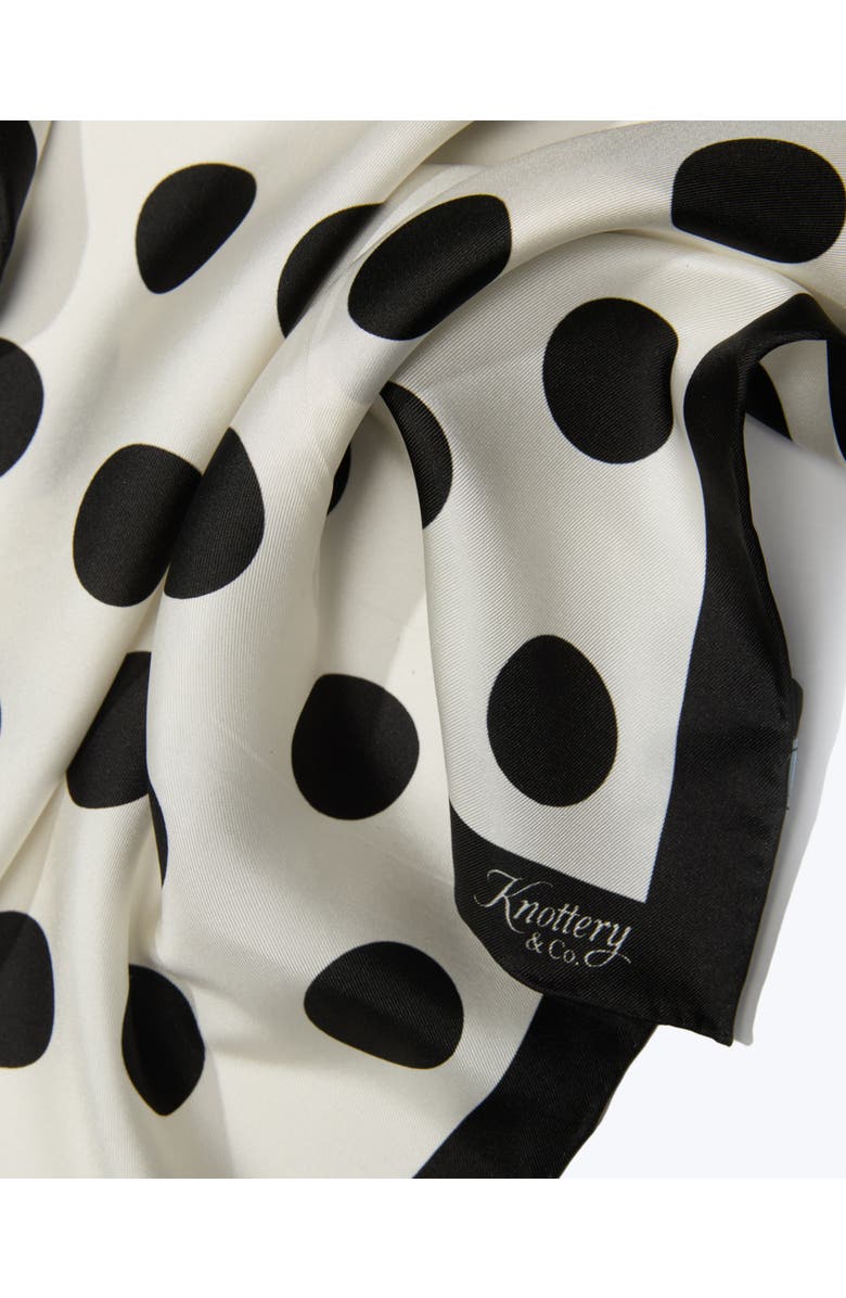 Knottery & Co Dandy Dots Silk Bandana, Alternate, color, Black & White