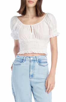 The Swoon Ruffle Trim Smocked Crop Top