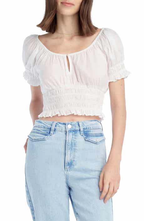 The Swoon Ruffle Trim Smocked Crop Top
