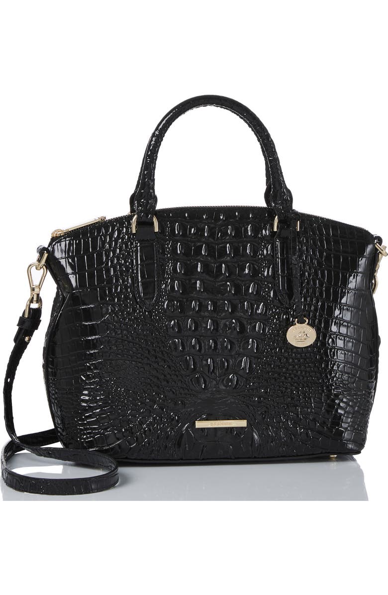 Brahmin Duxbury Croc Embossed Leather Satchel, Alternate, color, Black