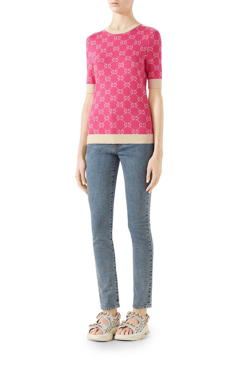 Gucci GG Jacquard Logo Sweater, Alternate, color, 