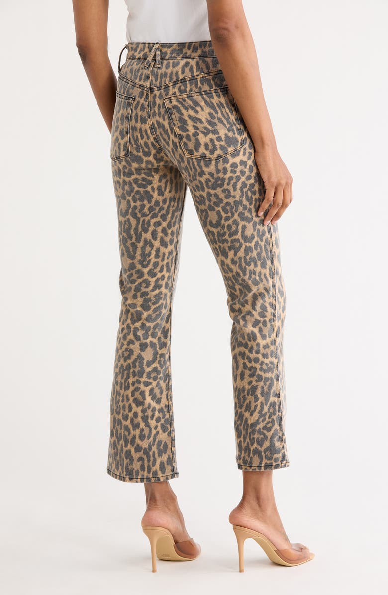 Good American Good Kick Flare Leopard Print Jeans, Alternate, color, Leopard