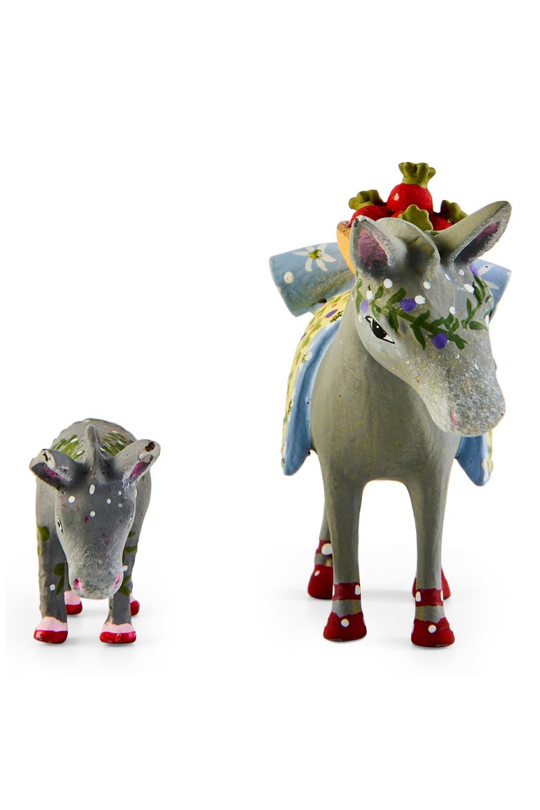 Patience Brewster Nativity Mother & Baby Donkey Figures, Main, color, GREY