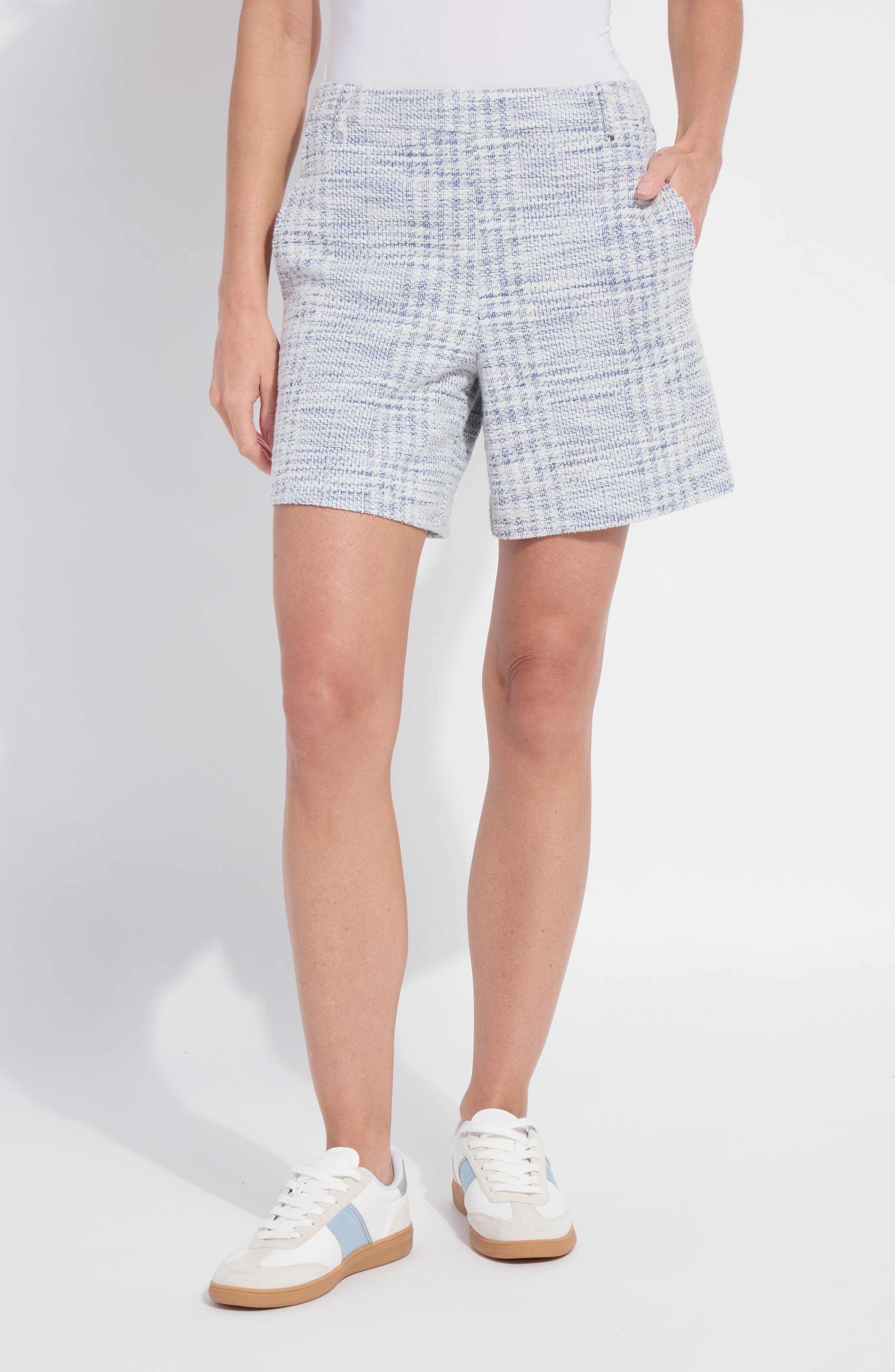 Lily Pull-On Mid Thigh Summer Tweed Shorts