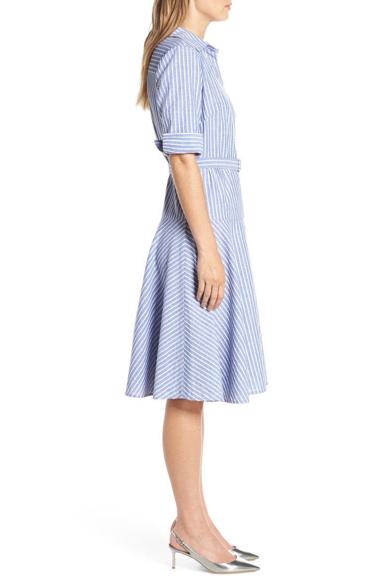 Stripe Belted Shirtdress, Alternate, color, DENIM