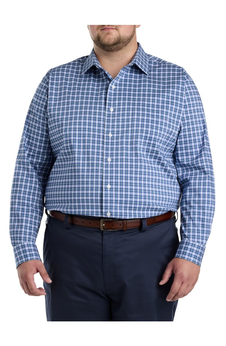 Synrgy by DXL Big & Tall Plaid Dress Shirt, Alternate, color, Blue