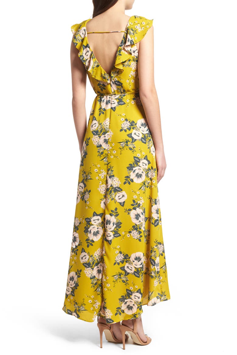 Wrap Maxi Dress, Alternate, color, YELLOW GREY